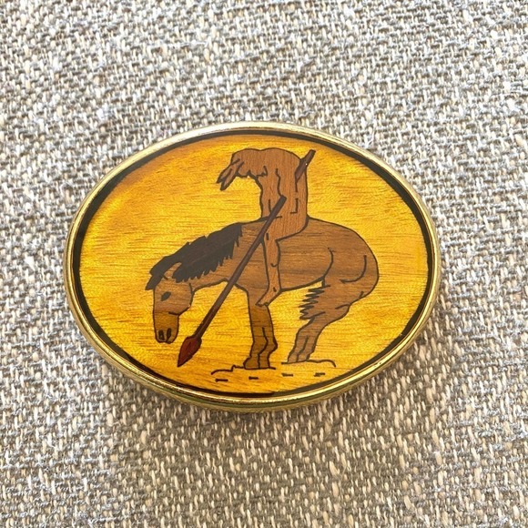 Belt Buckle Von West, USA Ft. Collins Indian Belt Buckle, "Trail of Tears"Rare